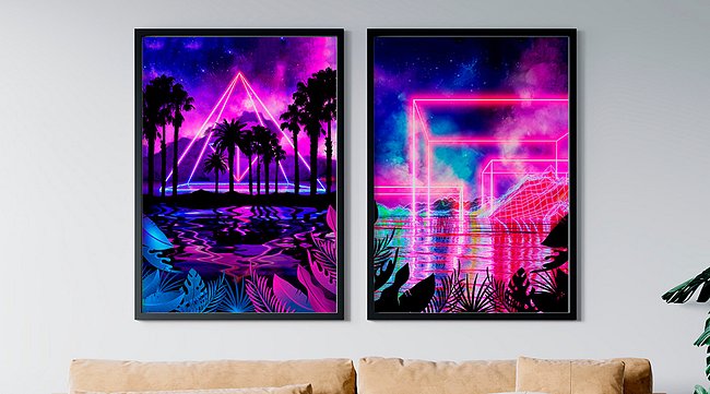 Synthwave, neon posters