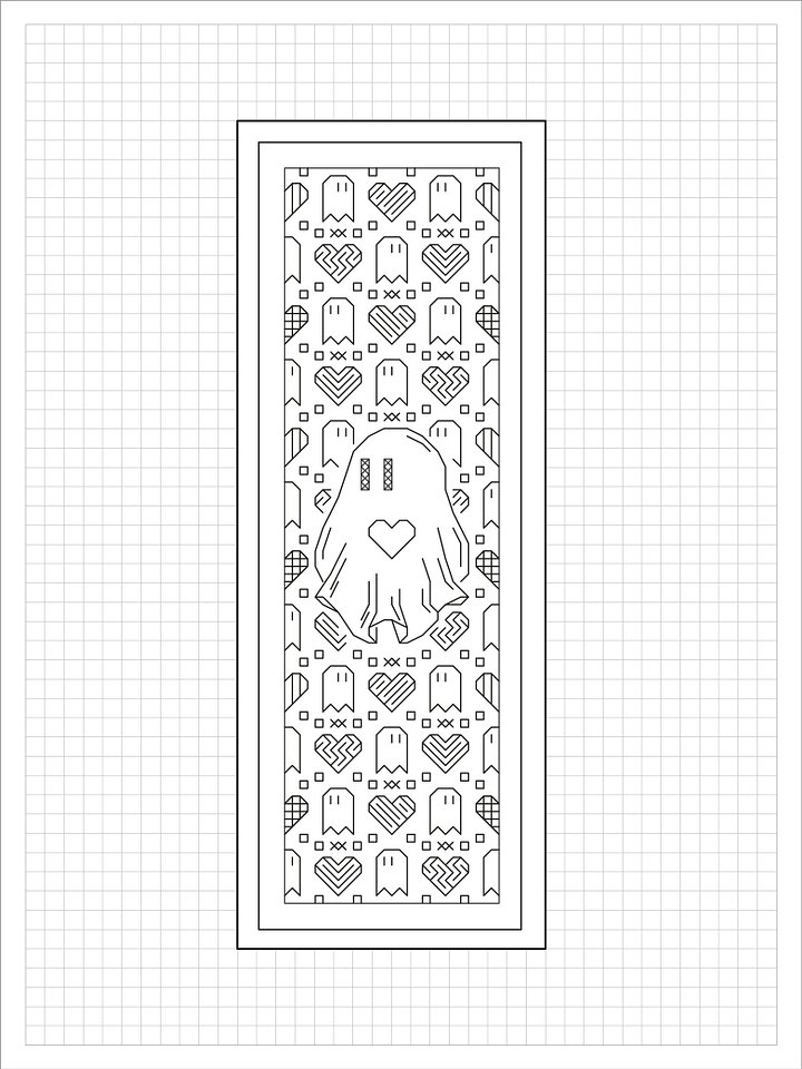 Heart and Soul Bookmark • Blackwork Cross Stitch Pattern • PDF Digital Download product image (1)