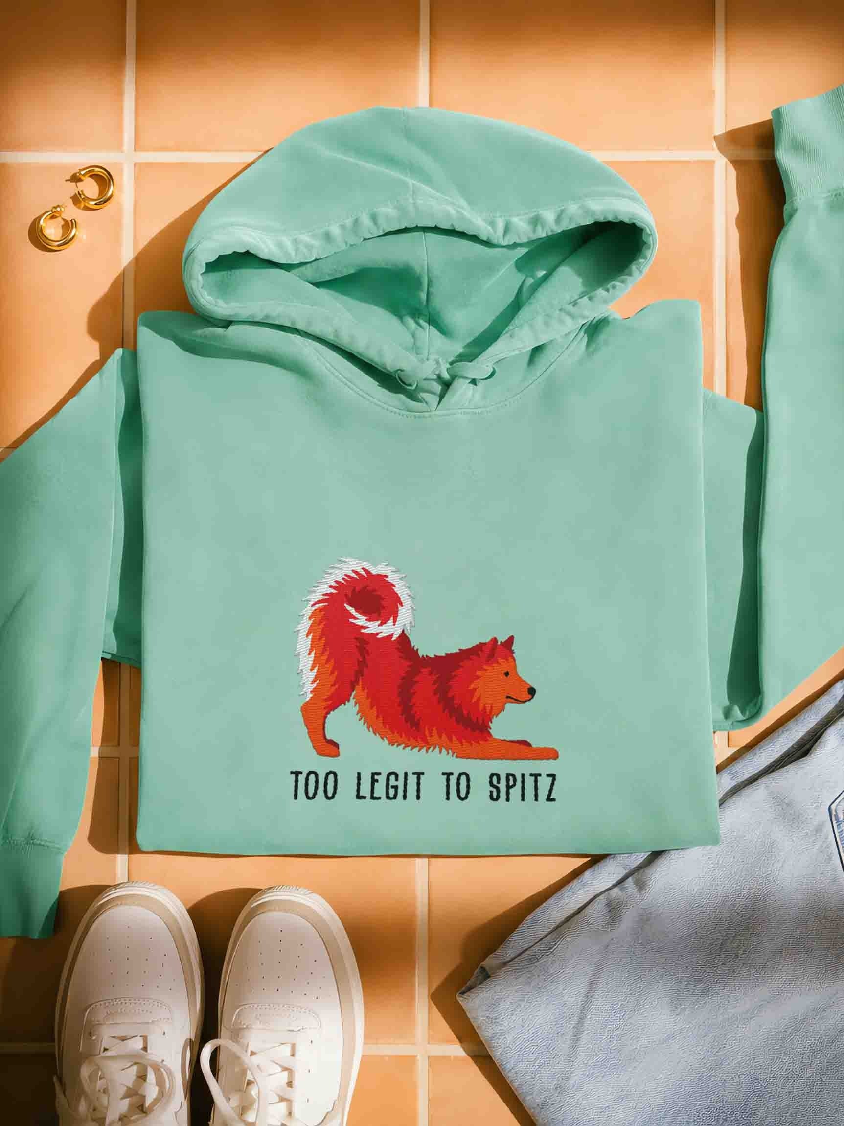 Too Legit to Spitz Premium Hoodie (Embroidered) of a Finnish Spitz(Red) product image (1)