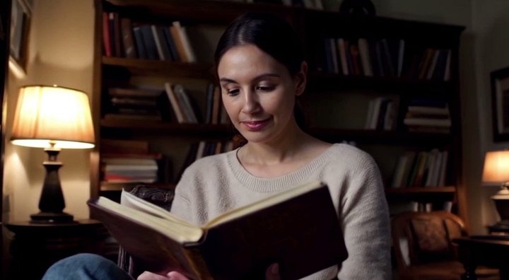 Woman Reading a Book 4K Generative AI for Personal and Commercial Use product image (1)