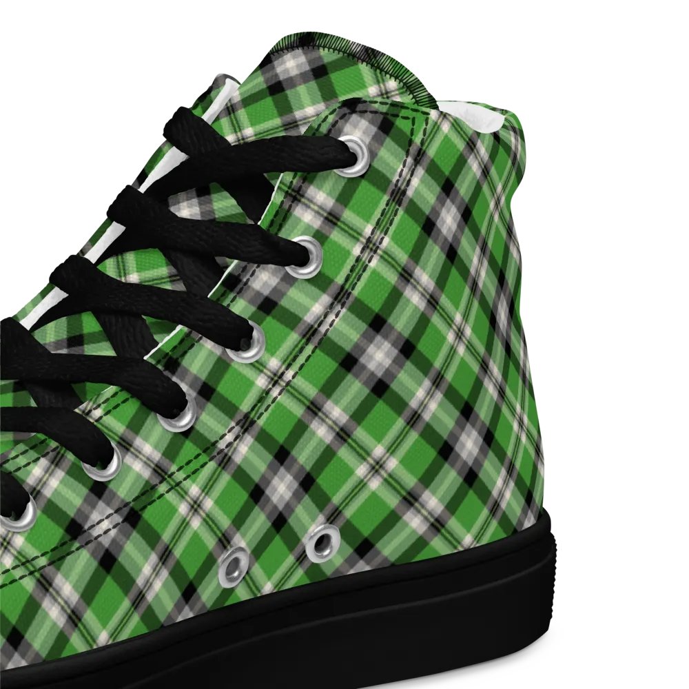 Bright Green Plaid Men's High Top Shoes product image (12)