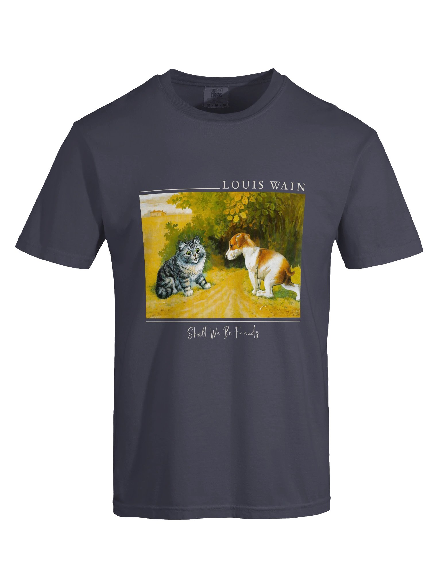 Louis Wain “Shall We Be Friends” Vintage Cat and Dog - Relaxed Fit Heavyweight Unisex Cotton T-Shirt product image (19)