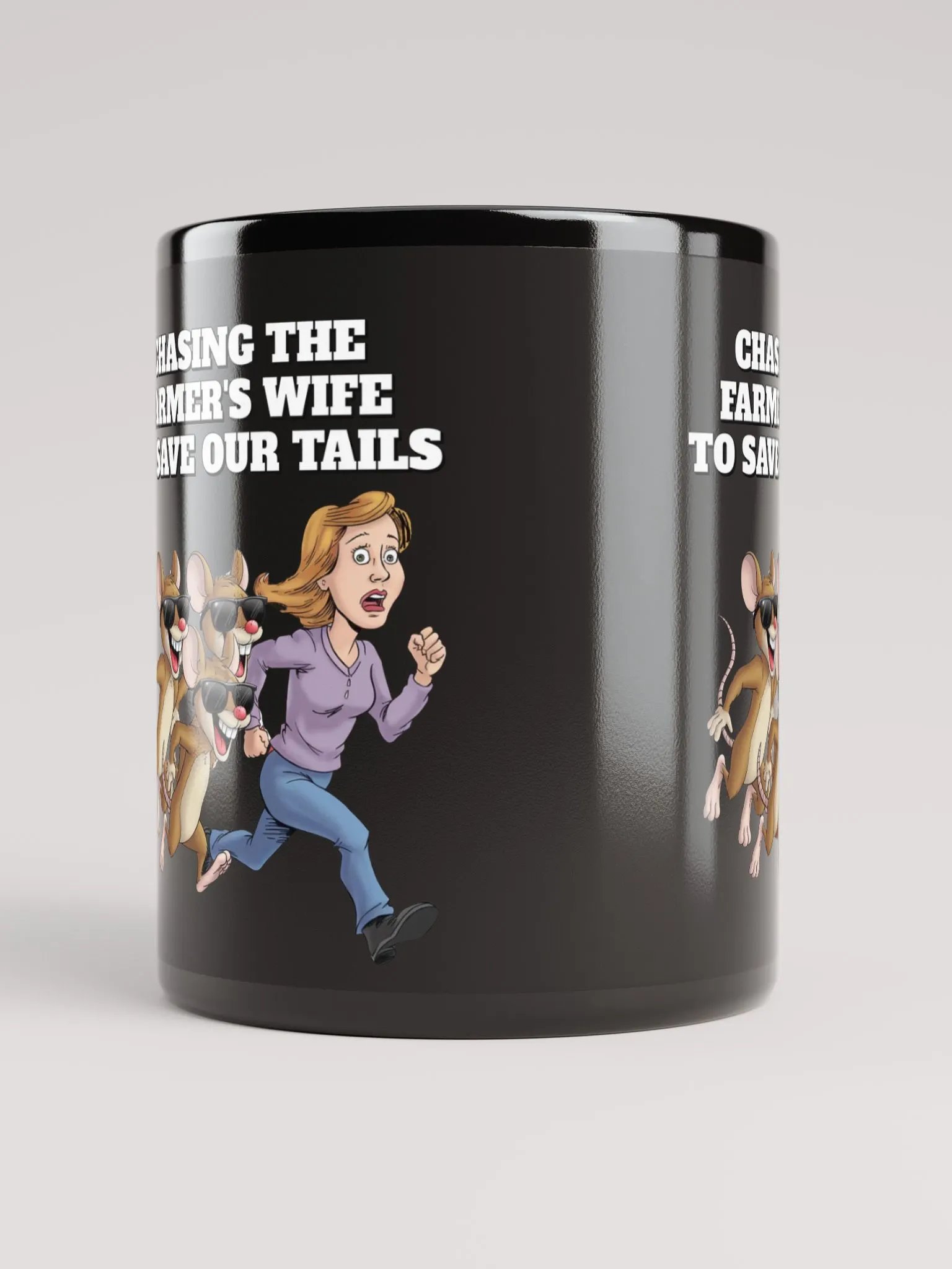 Chasing The Farmer's Wife - Three Blind Mice - Parody Black Mug product image (8)