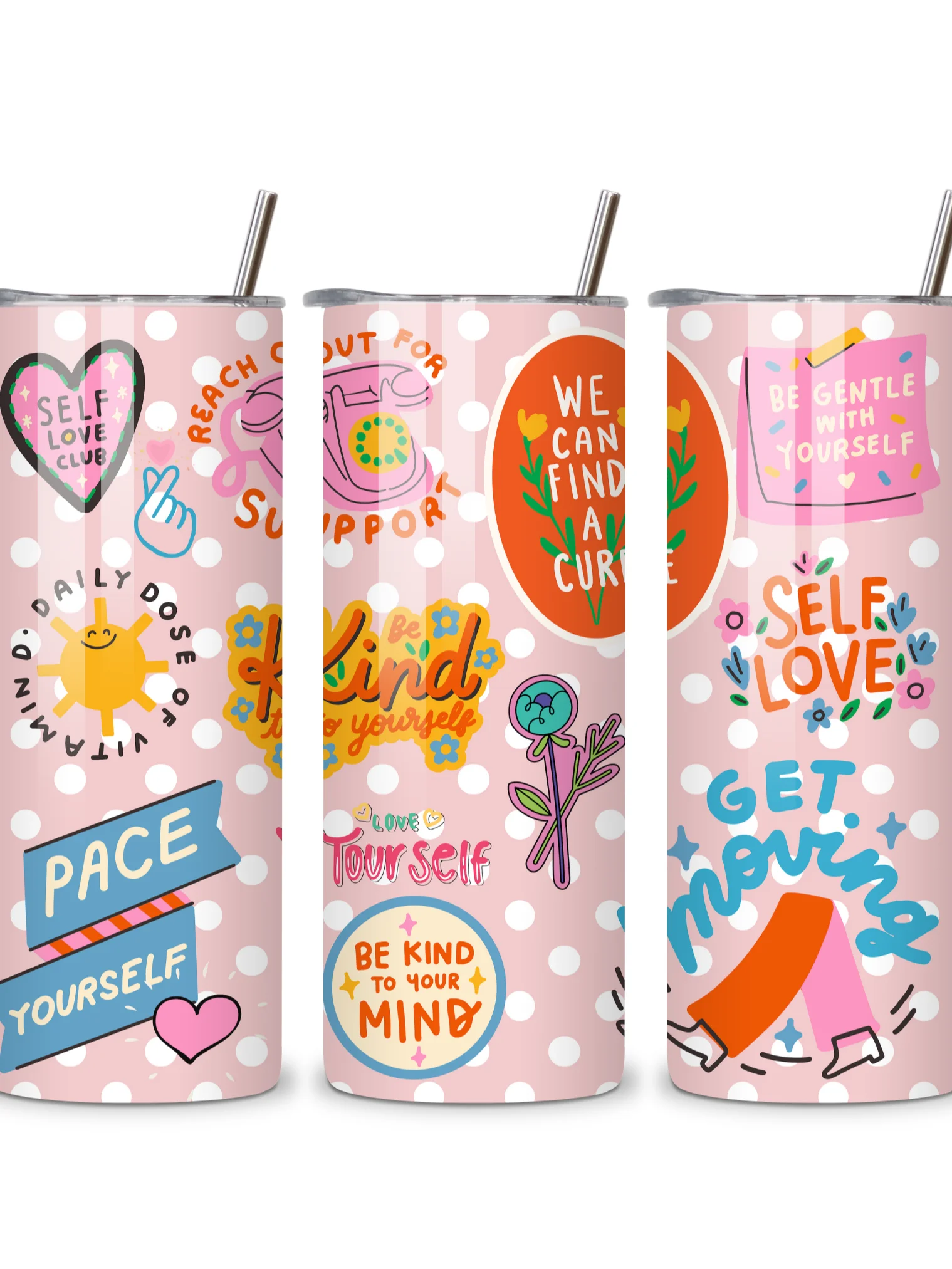 Inspirational Quotes 20oz Skinny Tumbler, Motivational Design, Double-Walled Insulated Stainless Steel, Metal Straw, Gift for Women, Teens, and Positivity product image (3)