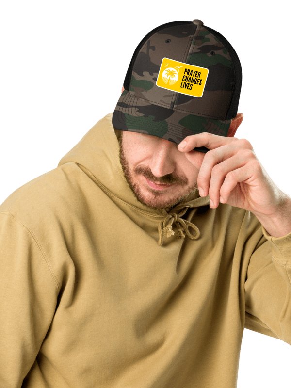 Sunset Serenity Camo Trucker Hat | Prayer changes lives product image (2)