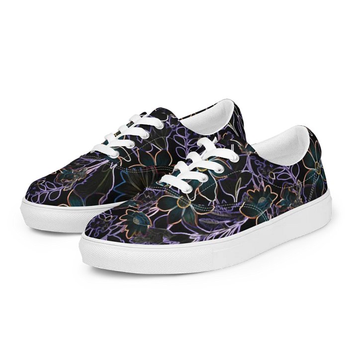 Trippy Dark Florals/Women's Lace-Up Canvas Shoes by Allcolor product image (2)