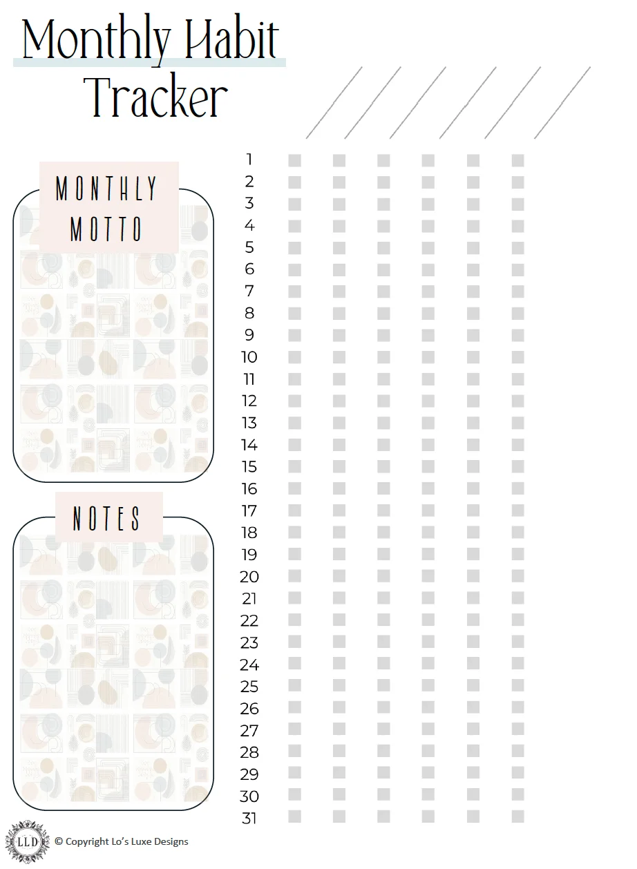 Monthly Habit Tracker - Geo Shapes - 8.5x11 Printable product image (1)