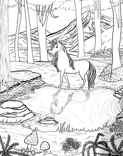 I'm creating some coloring pages to put in my ko-fi shop. Download & print for free or pay what u want 😁🖤🦄
it's the top link ...