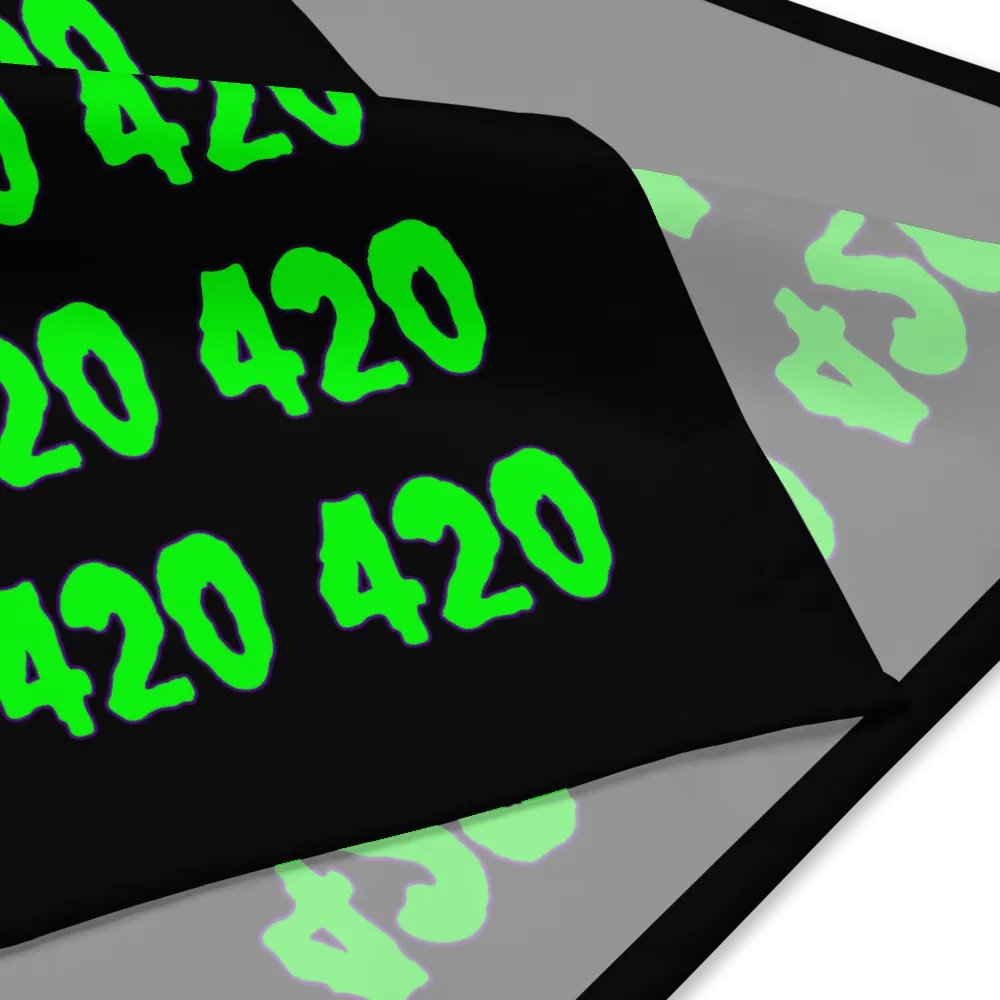 Creepy 420 Neon Green Black Bandana, Twisted Stoner Weed Fashion Accessory product image (2)