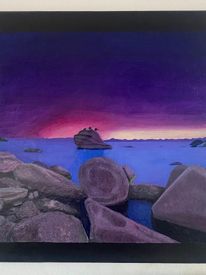 Boulder Sunset Serenity – Original Acrylic Landscape Painting on Wood Canvas product image (2)