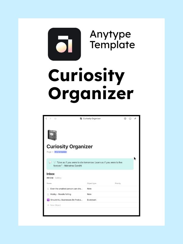 Curiosity Organizer - Anytype Template product image (1)