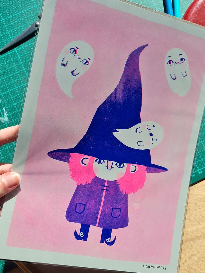 Witchy Ghost Riso Print A4 product image (2)
