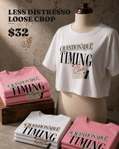 You already pictured the outfit. A relaxed women’s crop top built for espresso martinis, light chaos, and looking more compos...