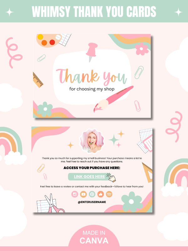 Whimsical MRR/PLR Thank You Cards product image (1)