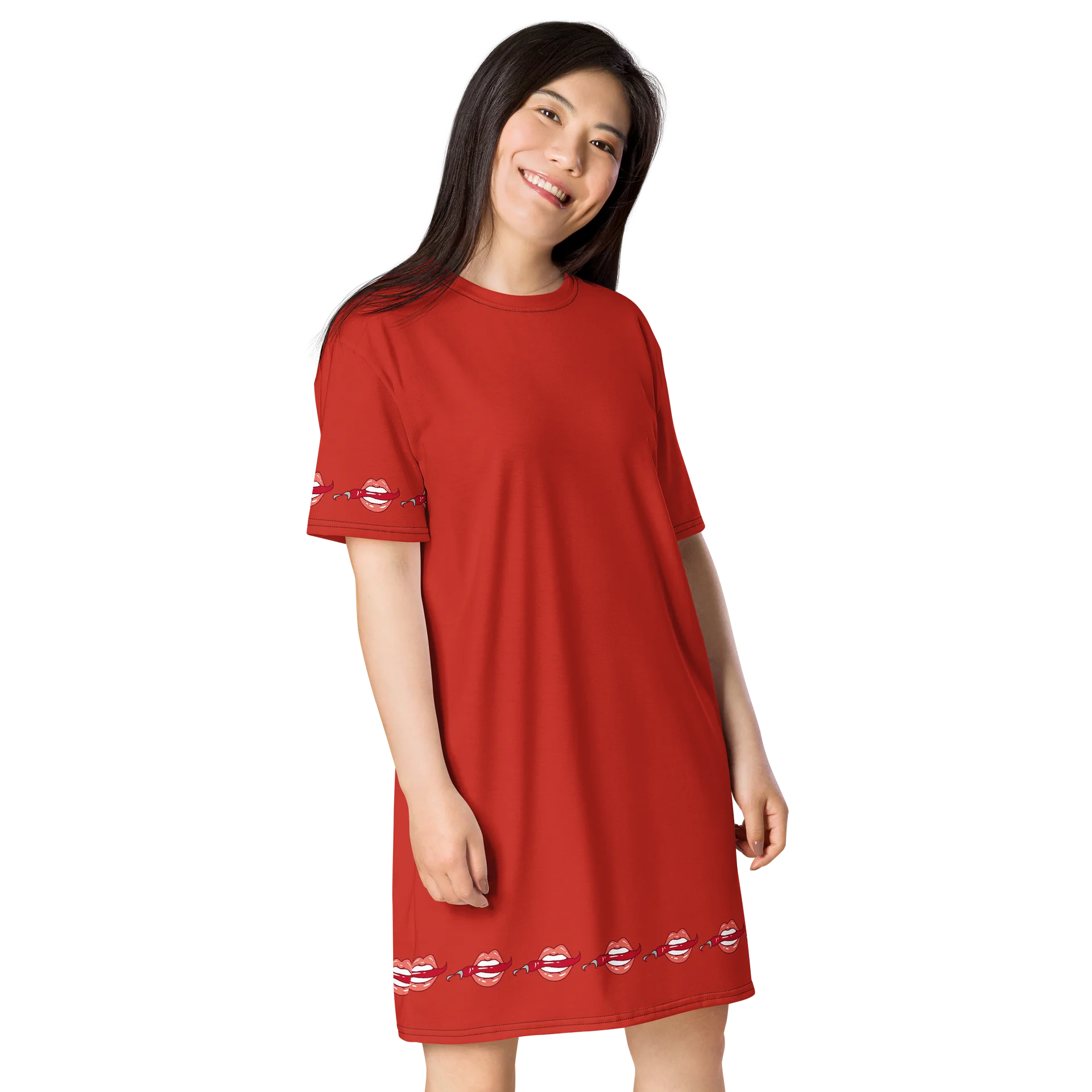 popart Red chiliLips Graphic T-Shirt Dress product image (4)