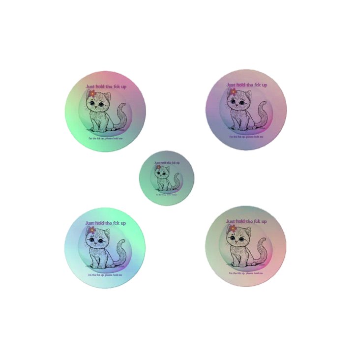 KC, Hold the Fck Up (kitty), Holo Sticker Pack product image (2)
