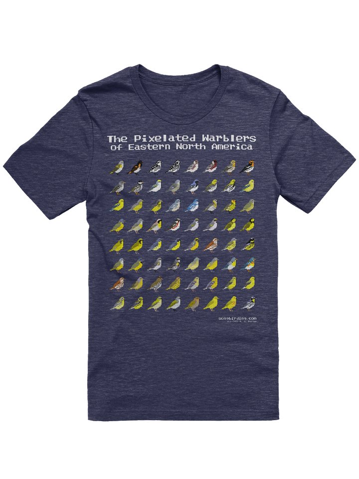 The Pixelated Warblers of Eastern North America Supersoft Tee (white text) product image (1)