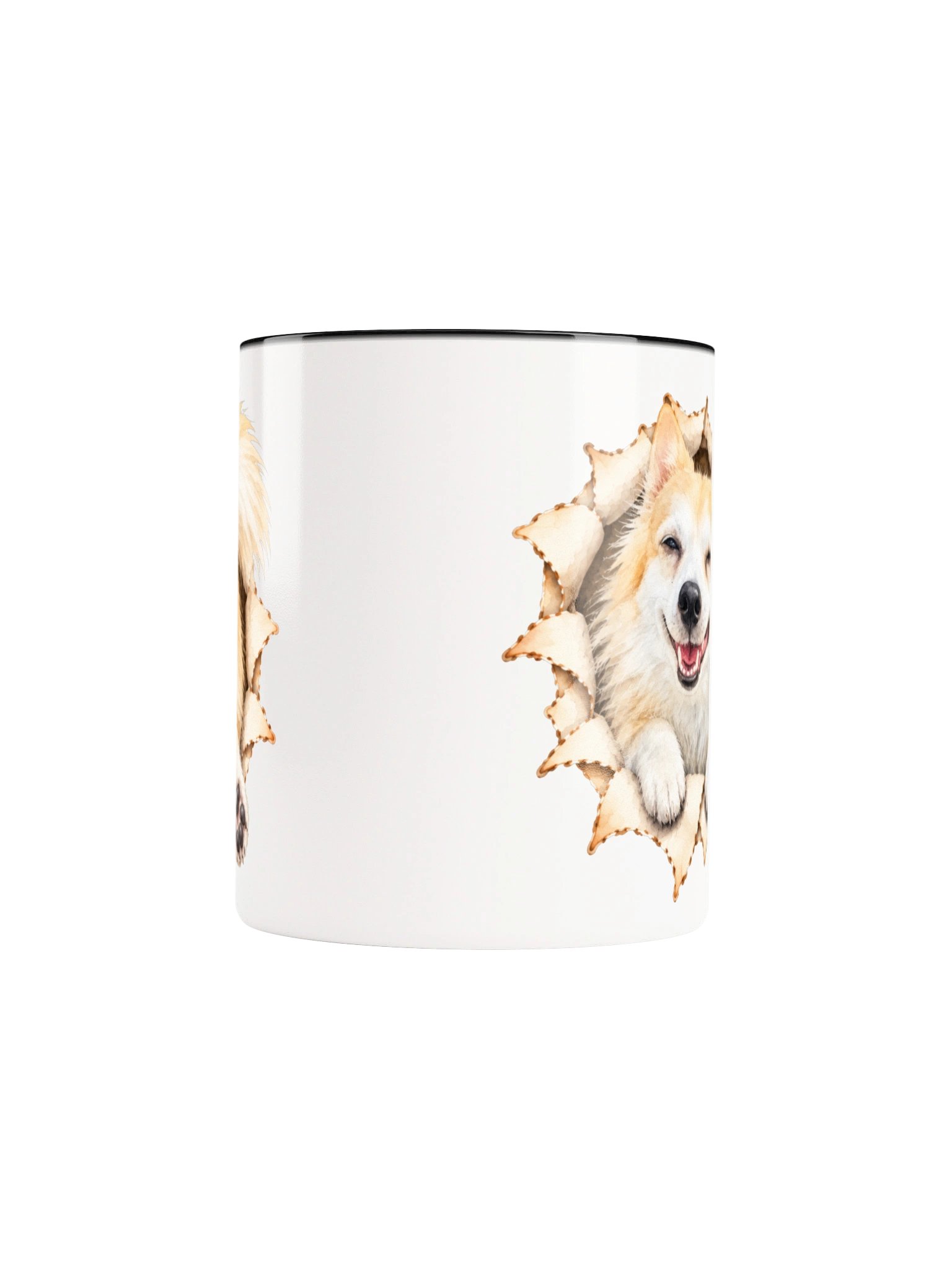 Peekaboo Fluffy White Dog Front and Back Mug product image (36)