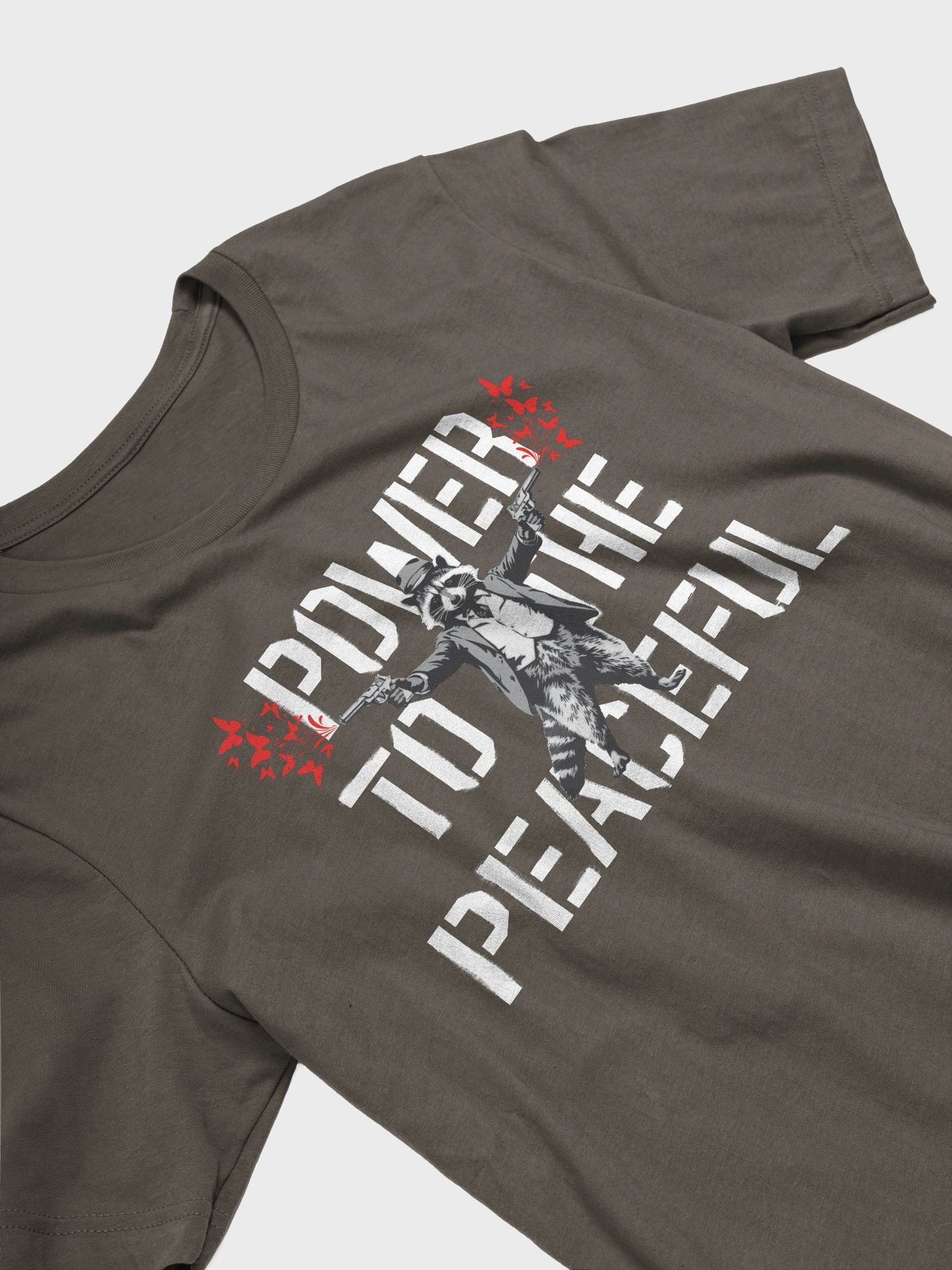 Power to the Peaceful Raccoon Tee product image (3)