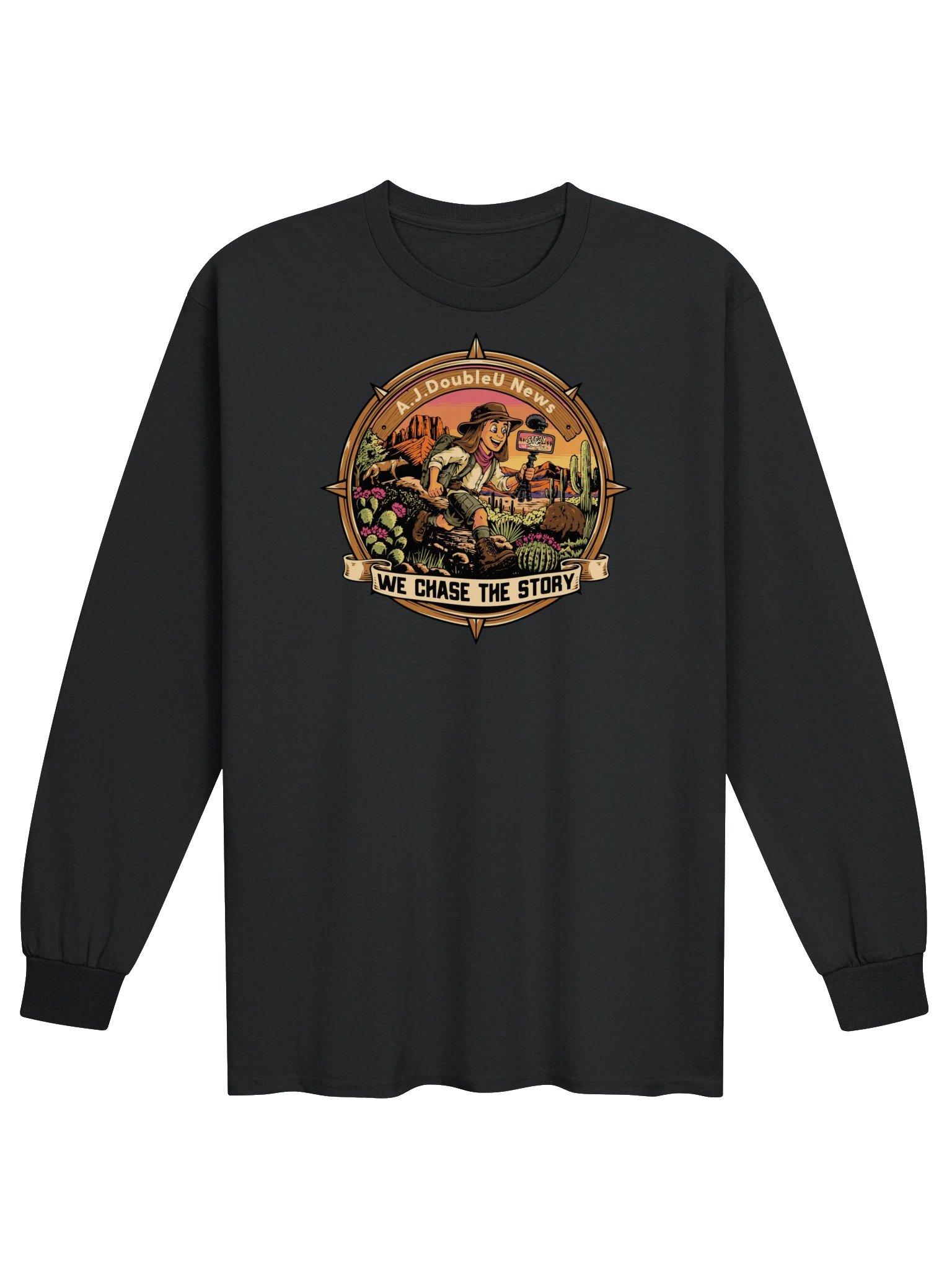 BLACK - A.J.DoubleU News Desert Adventure Long Sleeve Tee product image (1)
