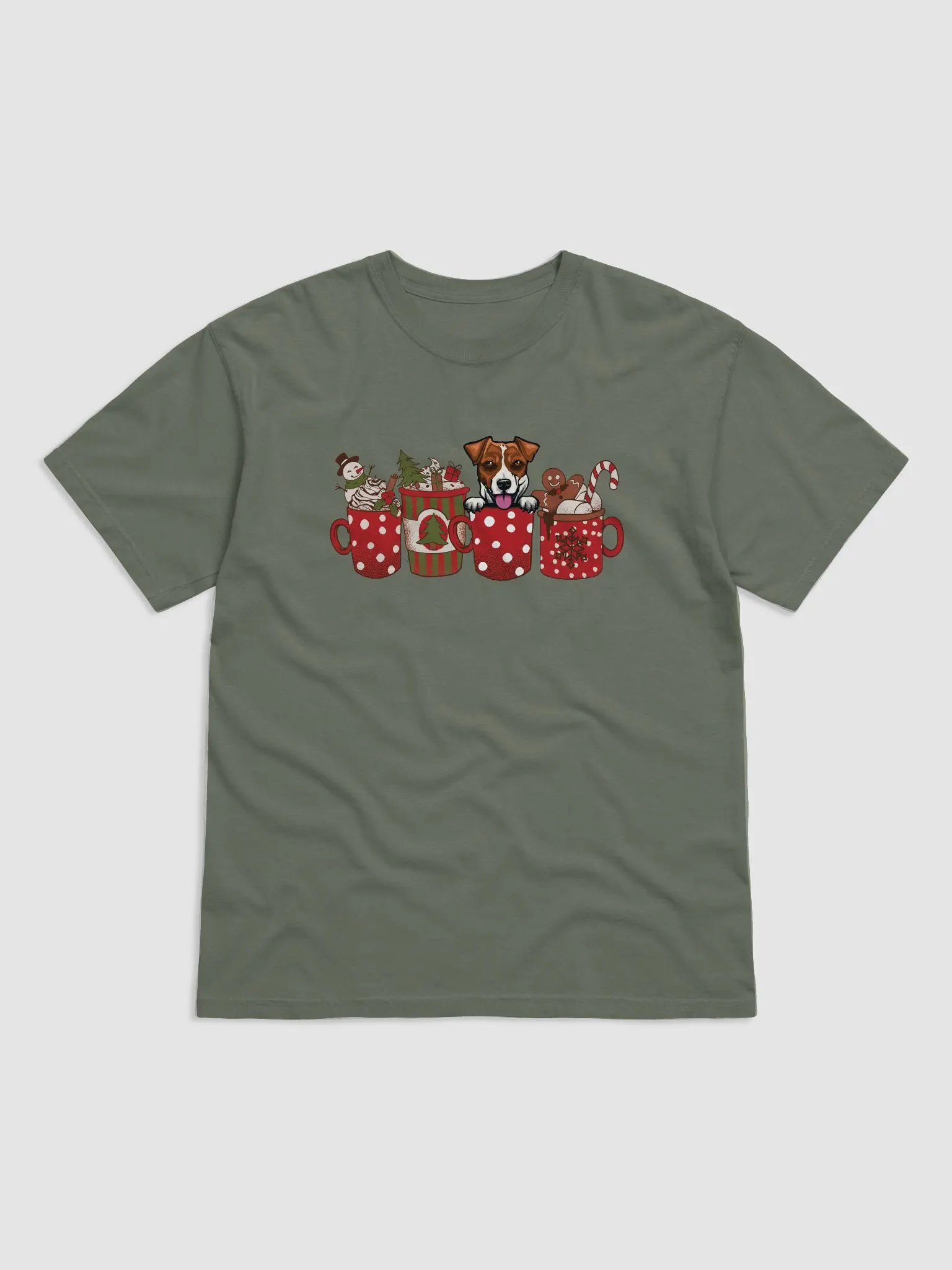 Cute Jack Russell Terrier in a Christmas Cup T-Shirt | Funny Christmas JRT Pup in a Cup product image (19)