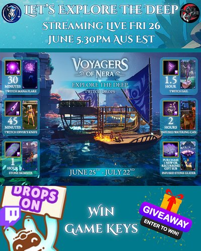 Streaming live 5.30pm June 26 Aust EST
#gamekeys #voyagersofnera #giveaways #livestream with @brigamesau
