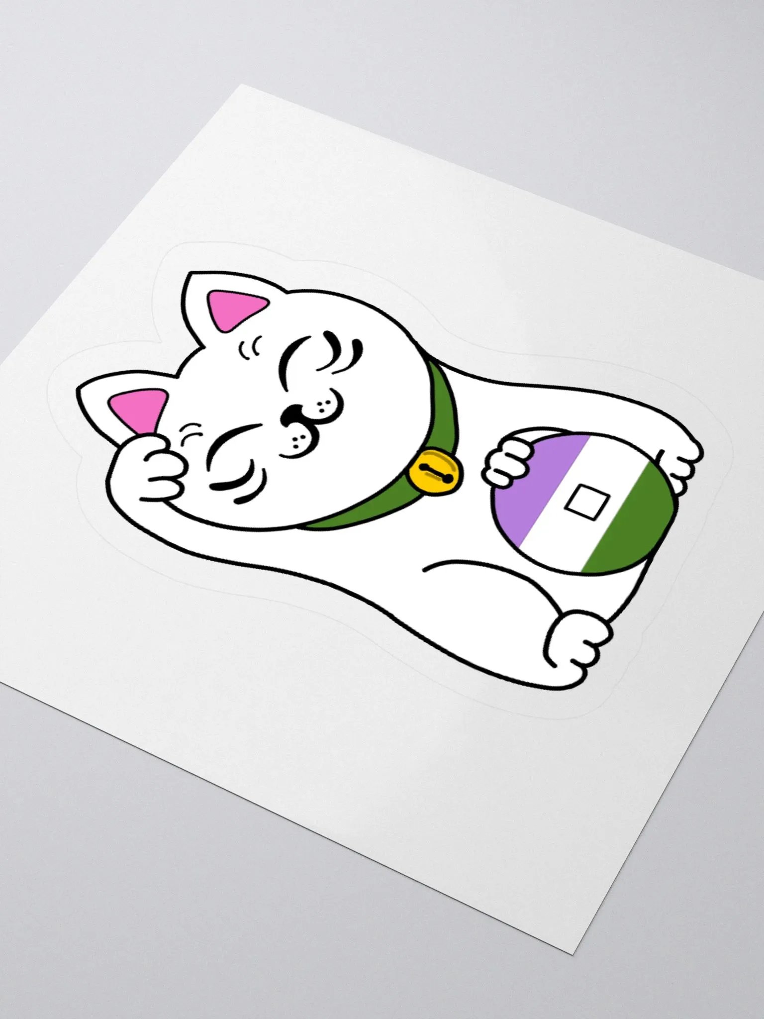 Maneki neko genderqueer pride sticker product image (8)