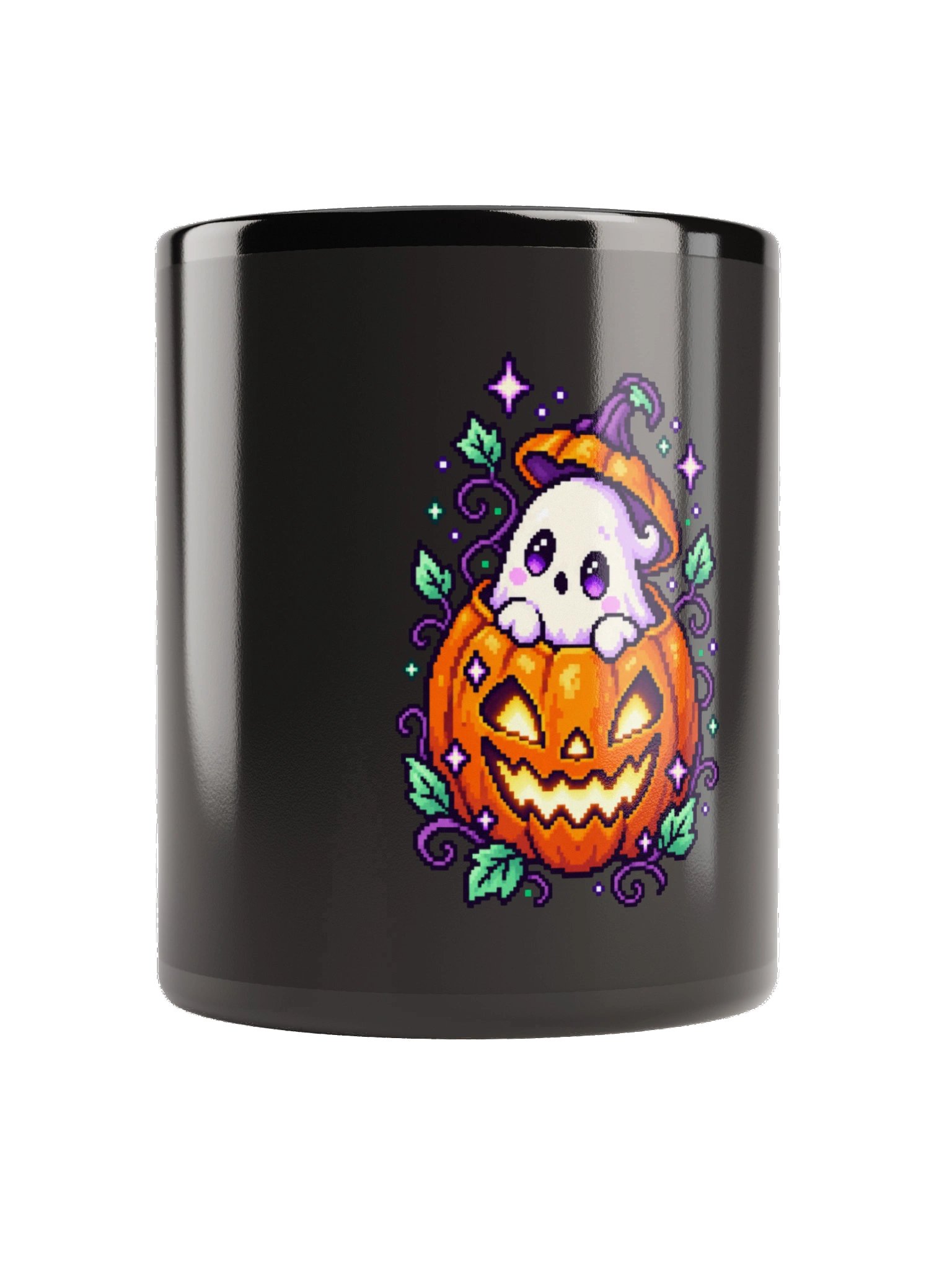 Ghost Pumpkin Peeker — Black Glossy Mug product image (1)
