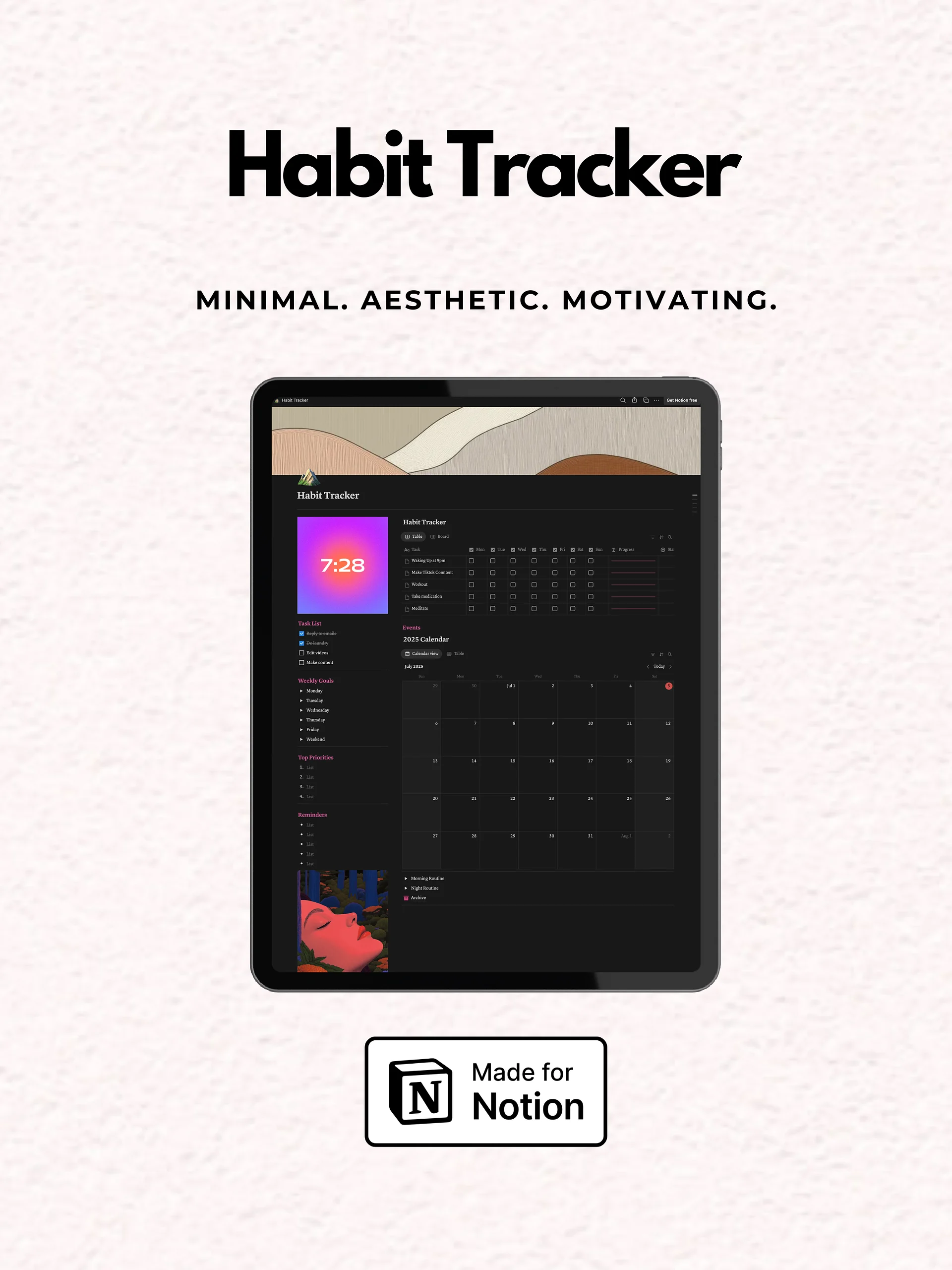 Aesthetic Notion Habit Tracker product image (1)