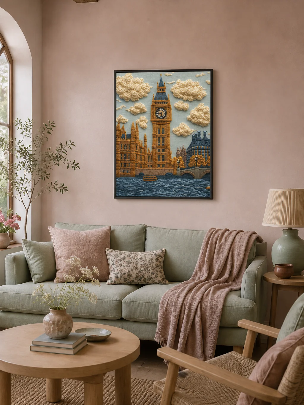 London by the Thames | Embroidery-Style Wall Art — Framed Print product image (37)