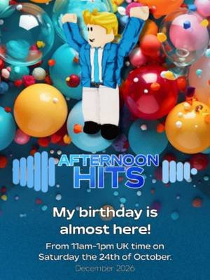 🔴 | My birthday is almost here! | Live from 11am-1pm on Saturday, 24th October: #fyp ilikeradio #ilikepresents ━━━━━━━━━━━      ABOUT THE SHOW      ━━━━━━━━━━━ Afternoon Hits is a signature daytime program on ilikeRadio, bringing listeners the perfect mix of chart-toppers, classics, and fresh new tracks to keep the energy flowing throughout the afternoon. Broadcasting from the United Kingdom, the show delivers vibrant music and engaging features, creating the ideal soundtrack to brighten up the mid-day and carry audiences smoothly into the evening, both across the nation and online. Mark your calendars, and visit ilikeradio.ismyradio.com for the full coverage. ━━━━━━━━━━━     ABOUT ILIKERADIO     ━━━━━━━━━━━ We're an independent variety music broadcasting station based in the United Kingdom, dedicated to delivering a diverse range of music genres, engaging programs, and a unique listening experience for our audiences across the nation and online. You can listen to ilikeRadio through Caster.FM (⁠ilikeradio.ismyradio.com⁠), our Discord bot and more! ━━━━━━━━━━━          LISTEN LIVE          ━━━━━━━━━━━ 🎧 Twitch: twitch.tv/ilikepresents 🎧 Caster.FM: ilikeradio.ismyradio.com 🎧 LeonXM: ilikepresents.short.gy/leonxm 🎧 OnlineRadioBox: onlineradiobox.com/uk/ilike 🎧 RadioReg: radioreg.net/stations/683 🎧 Typical Nerds LIVE! Player: live.typicalnerds.uk/?station=ilikeradio ━━━━━━━━━━━          PROGRAMS          ━━━━━━━━━━━ • Afternoon Hits (Every other Saturday from 11am-1pm UK time) • 🛠️｜We're reworking on this list; please bare with us!