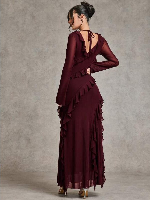 ADLEST BAE Autumn Long Sleeve Maxi Dress, Romantic Sweet Ruffle Decor, Dating & Travel Inner Wear, Elegant Women Dresses product image (2)