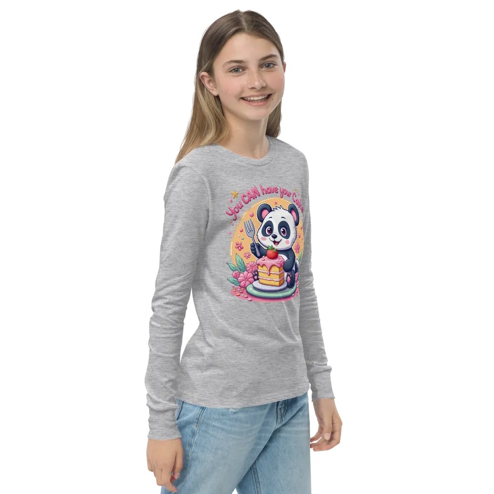 Panda's Cake Adventure Youth Long Sleeve T-Shirt product image (22)