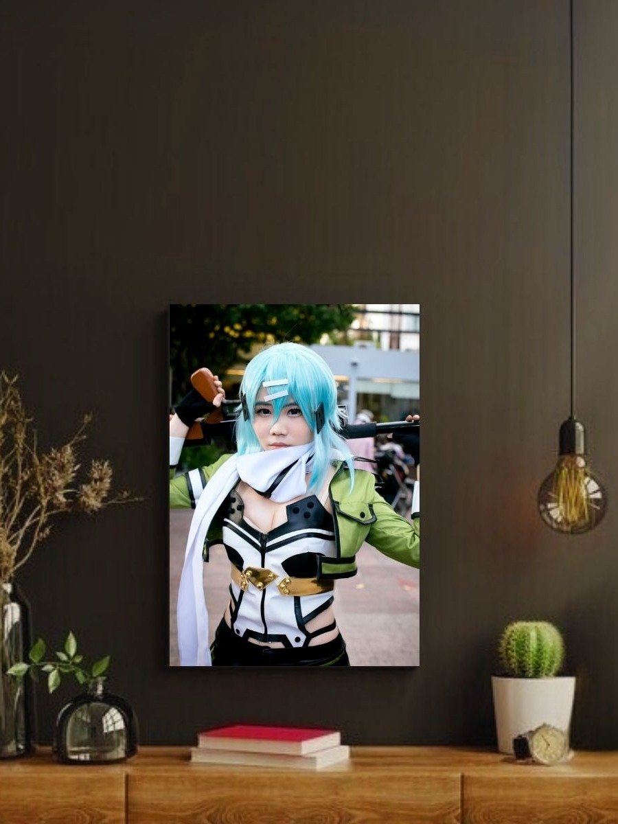 Sword Art Online Sinon Cosplay Blue Hair – Glossy 8x10 Metal Print product image (2)