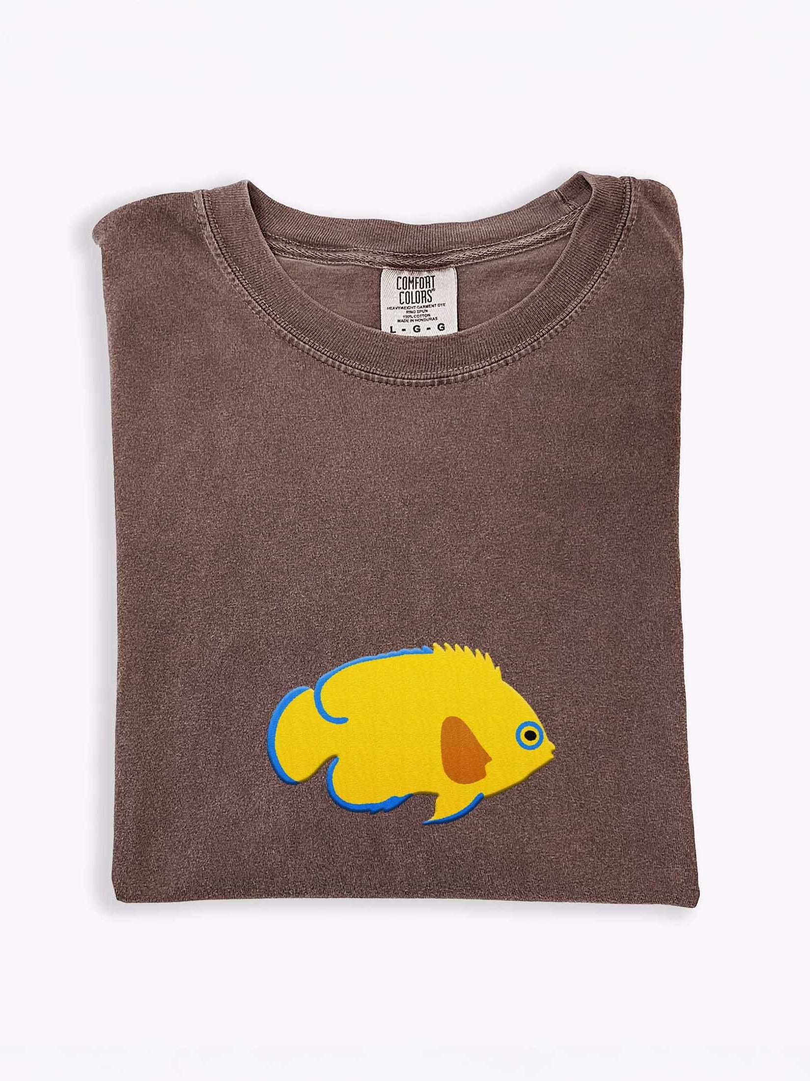 Lemonpeel Angelfish Embroidered Shirt | Yellow Dwarf Angelfish Reef Fish Tee | Saltwater Aquarium Apparel product image (1)
