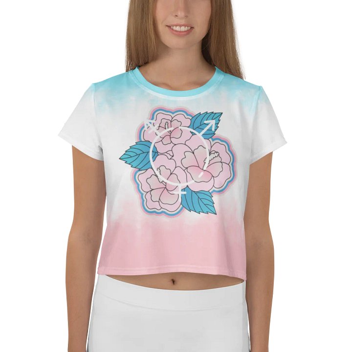 LGBTQIAP2S+ 2025, Trans Flower with Symbol, Crop Top product image (1)