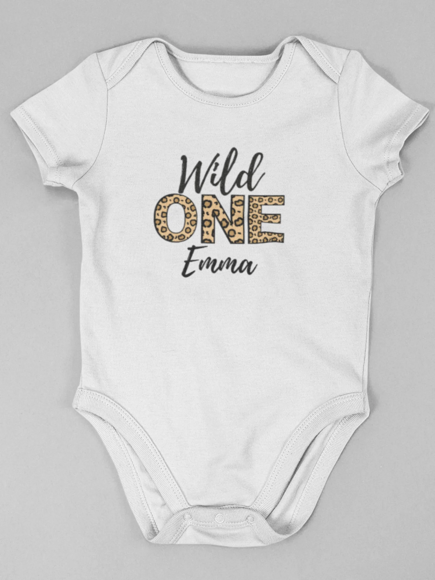 Wild One Leopard Print Birthday Onesie - Personalized 1st Birthday Outfit for Baby Girl - Wild ONE Theme Party product image (3)
