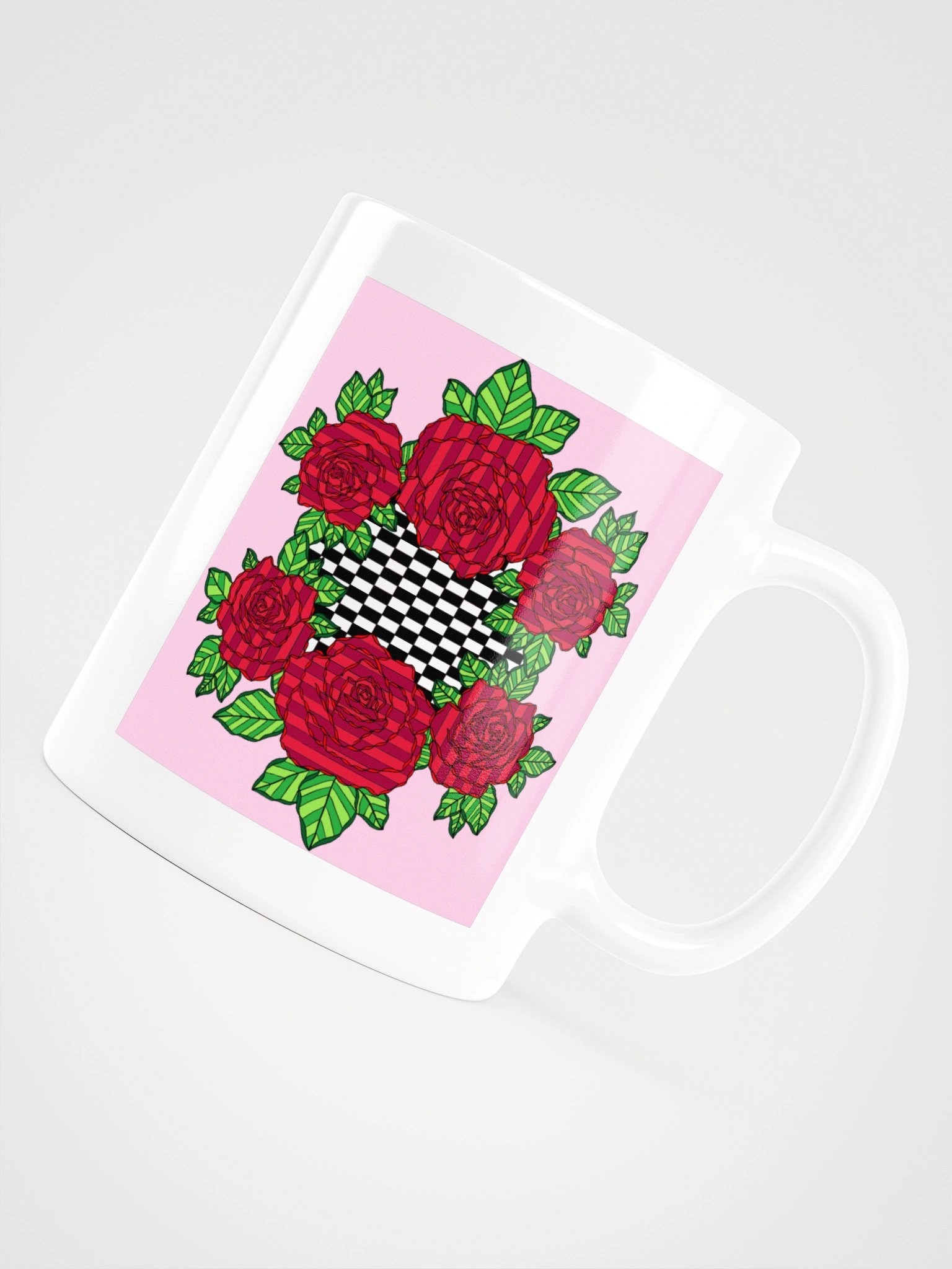 White Glossy Mug (Rose-Pink) product image (6)