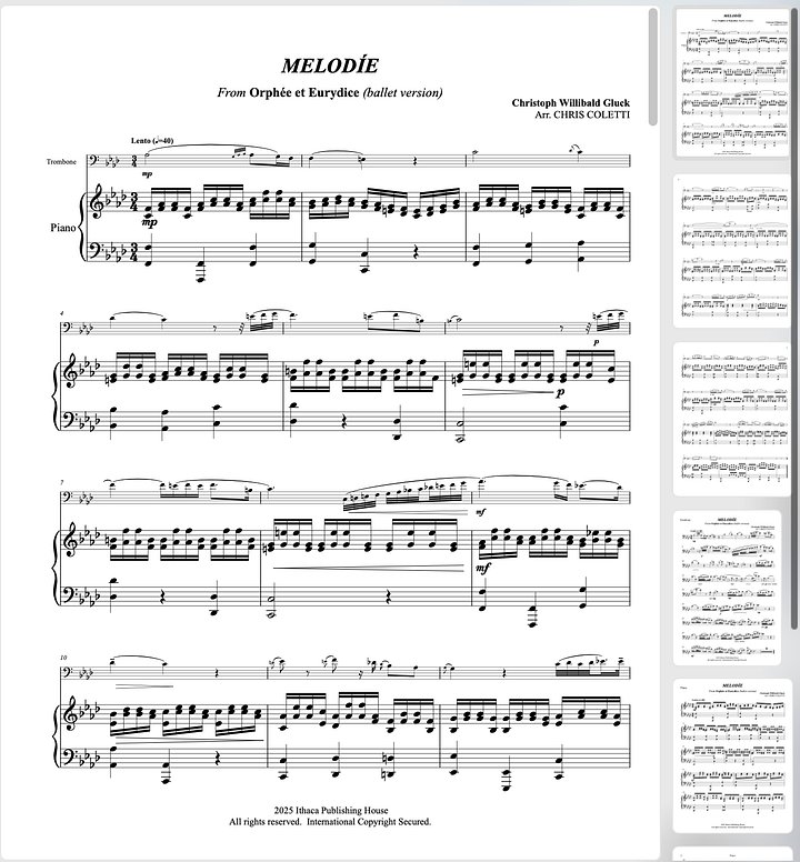 Gluck: "Melodie" from Orfeo ed Euridice for Trombone and Piano product image (1)