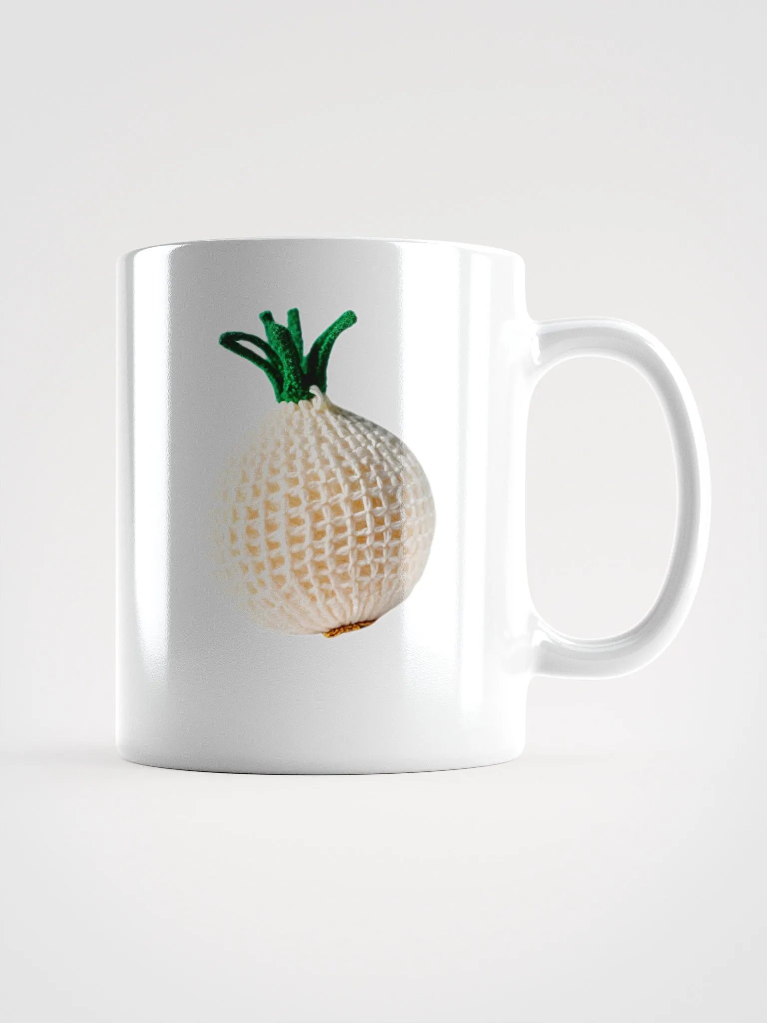 CozyAvocado White Glossy Mug Crochet Onion #1 product image (1)