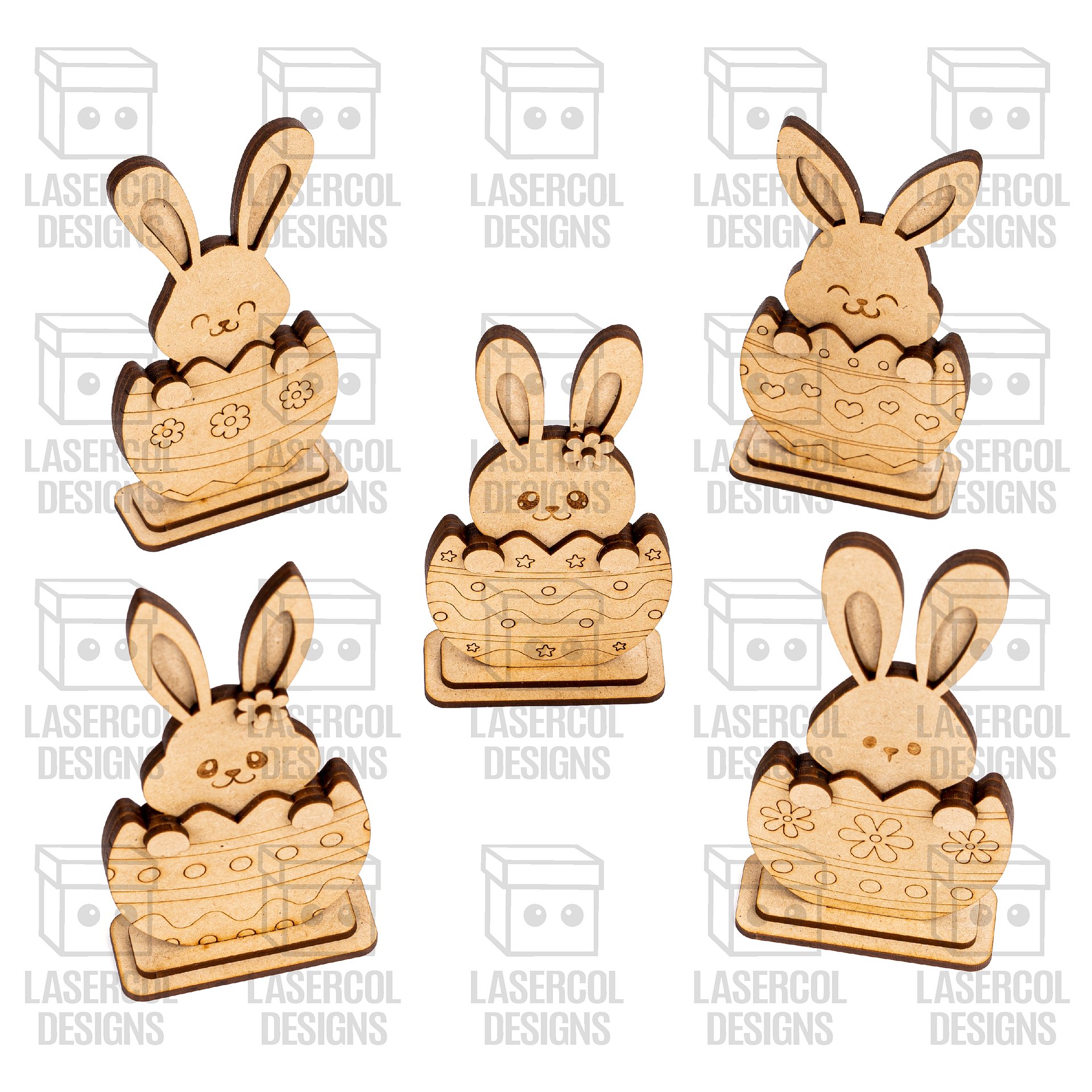 Easter Bunny Bundle Set (10 Styles, 2 Sizes) - Laser Cut Files product image (8)