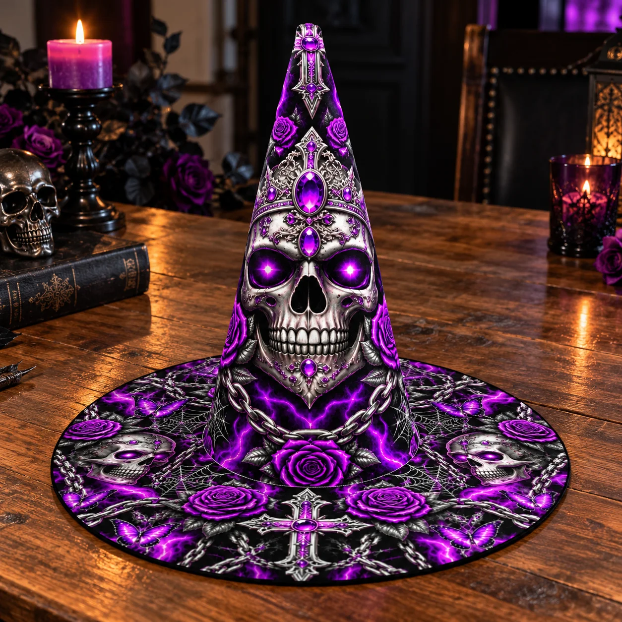 MMD Gothic Purple Witch Hat & Hooded Cape Halloween Set product image (3)