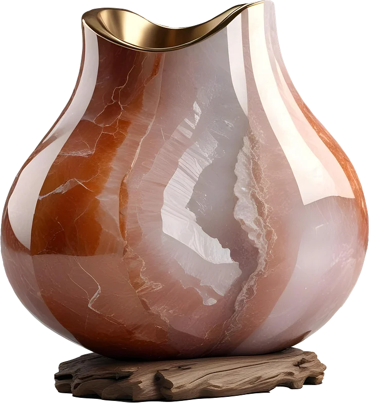 Amber Glow – Crystal and Wood Vase PNG product image (1)