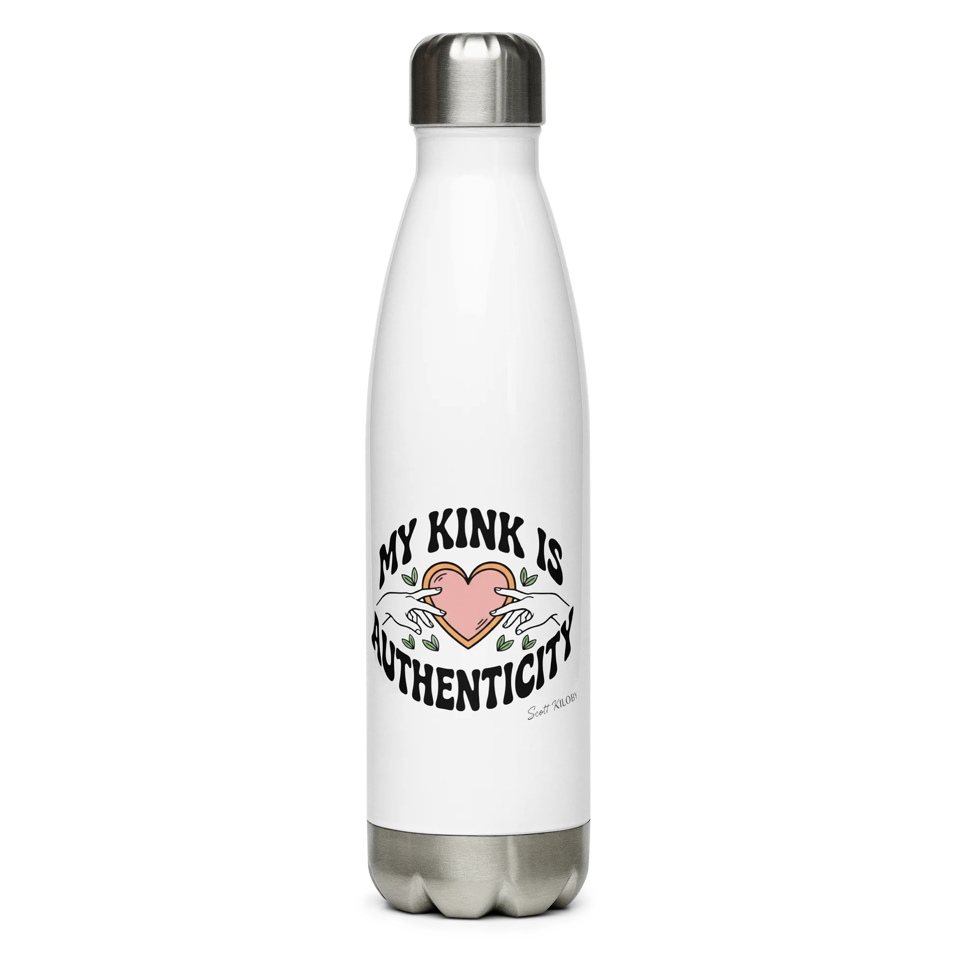 “My Kink Is Authenticity” White Stainless Steel Water Bottle product image (1)