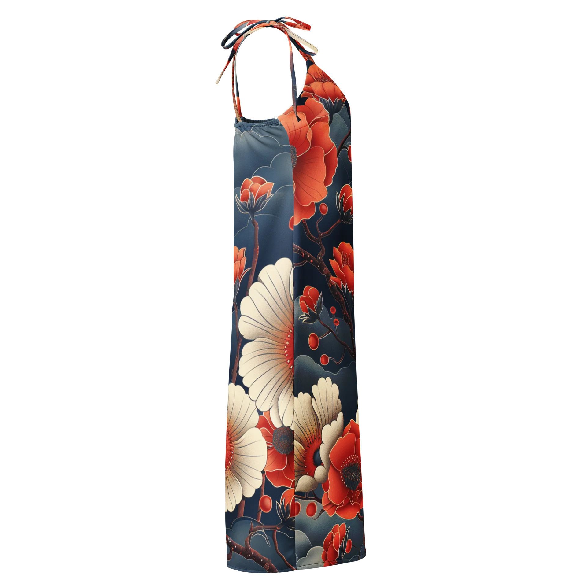Japanese Chrysanthemum Midi Slip Dress | Vintage Kiku Chiffon Summer Dress product image (4)