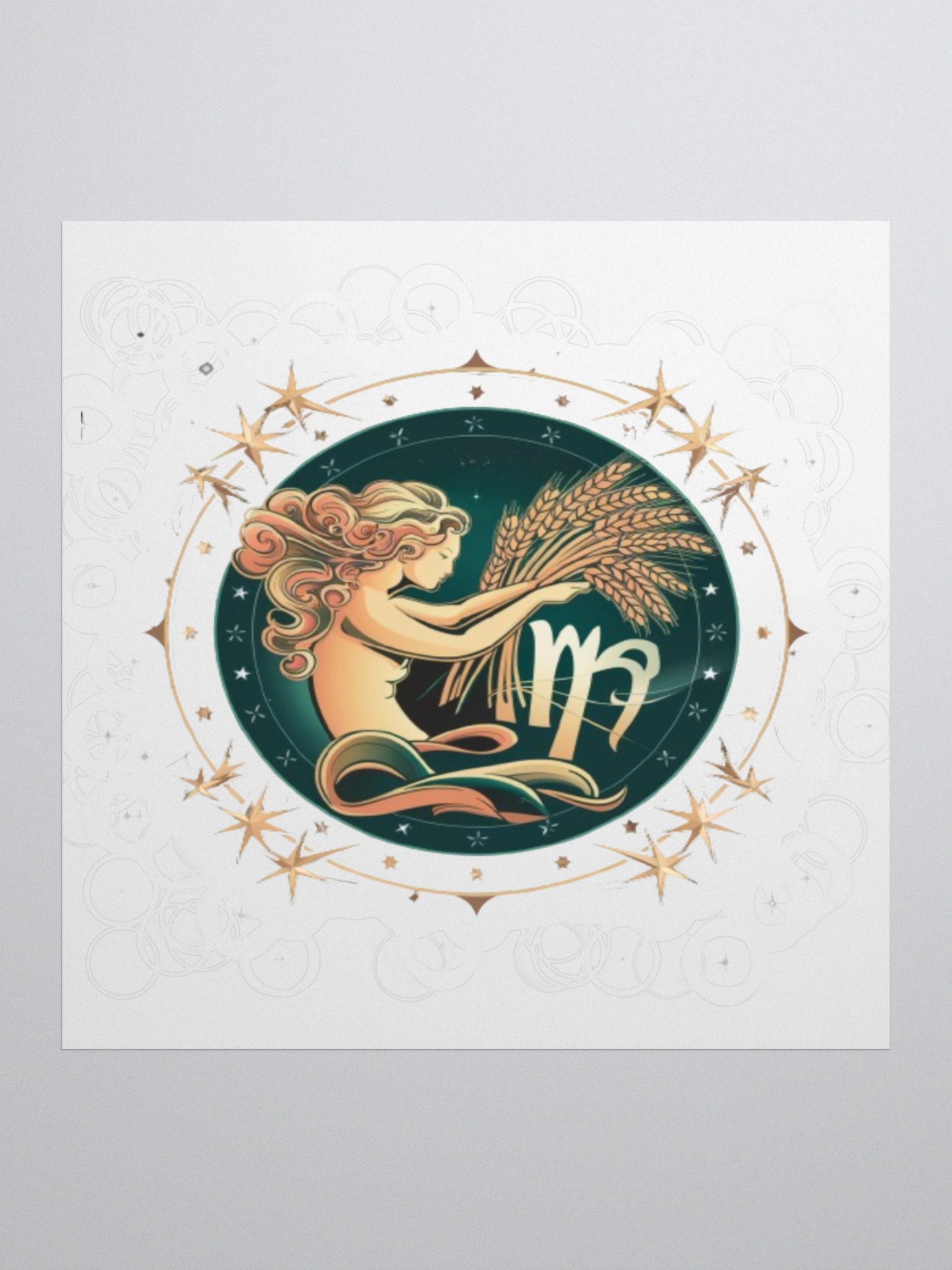 Virgo Zodiac Sticker - Maiden with Wheat & Floral - Durable Vinyl product image (3)