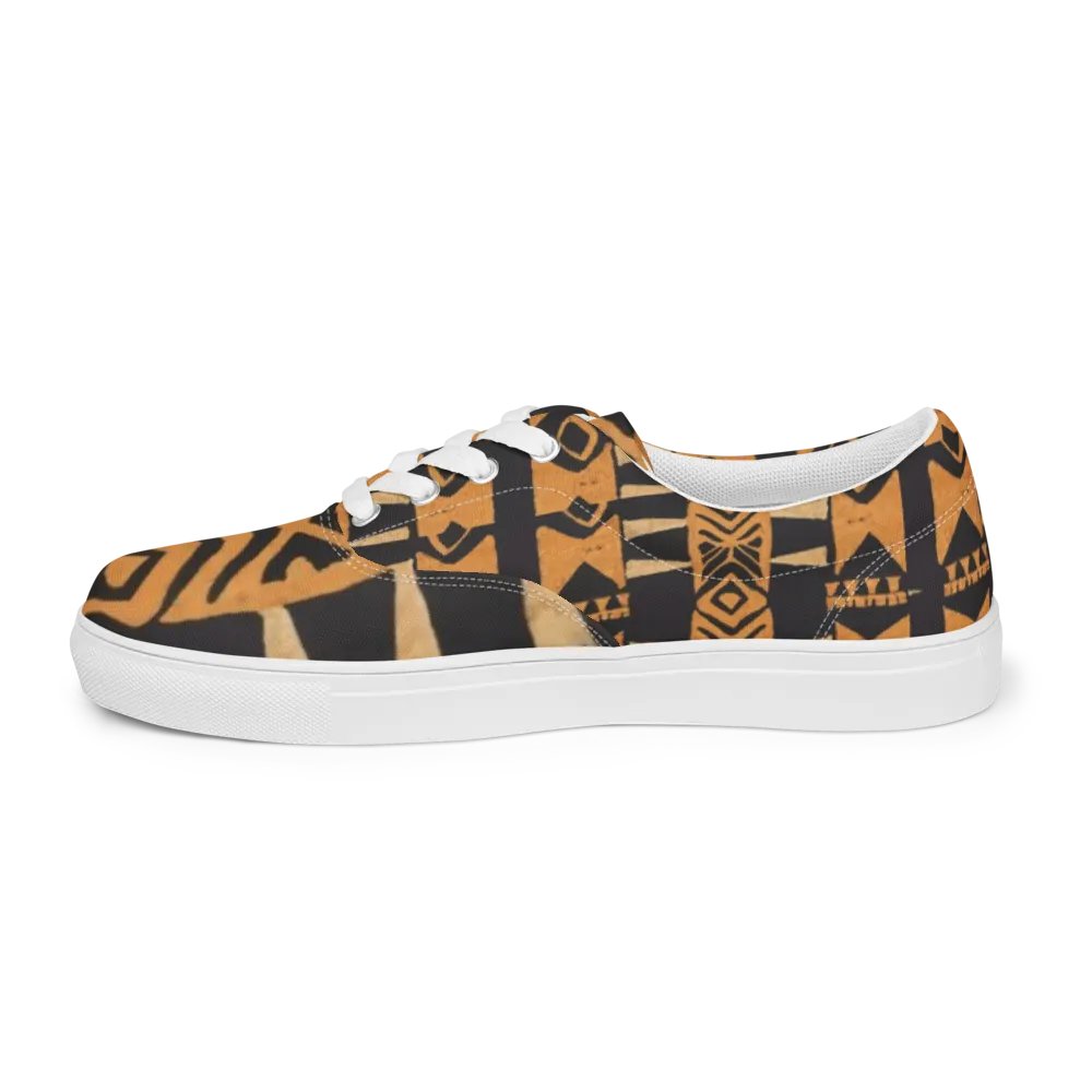 Women's African-Inspired Brown/Black Lace-up Canvas Shoes product image (4)