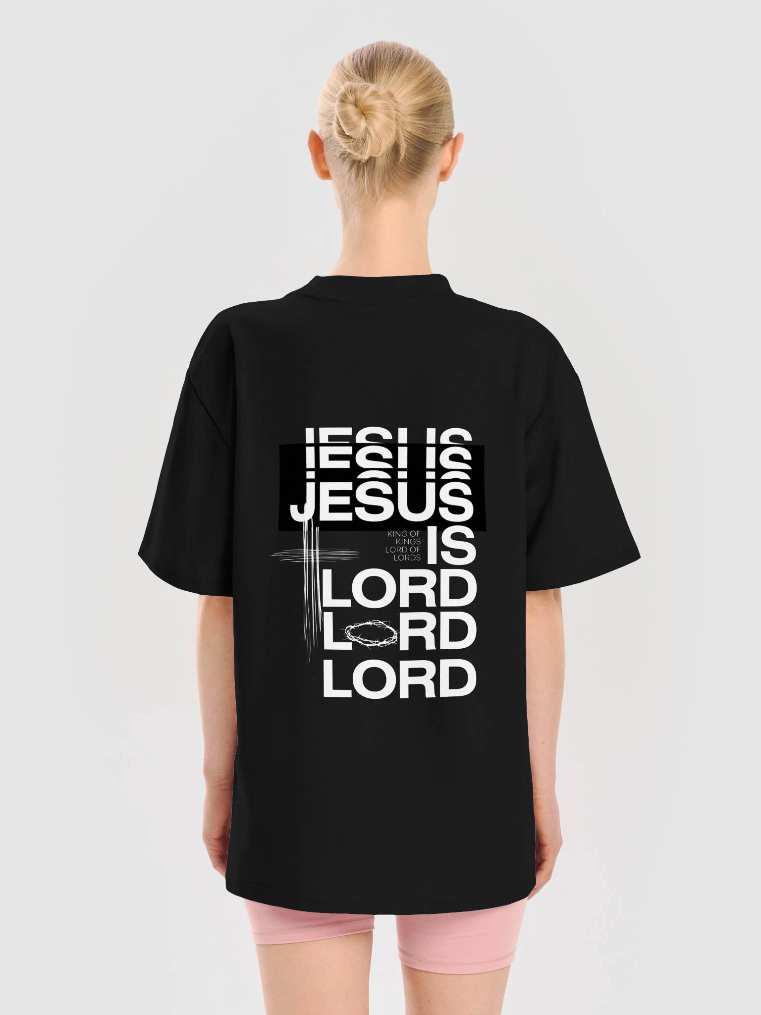 Jesus Is Lord Back Graphic Hoodie | Minimal Front Cross Unisex Sweatshirt product image (95)