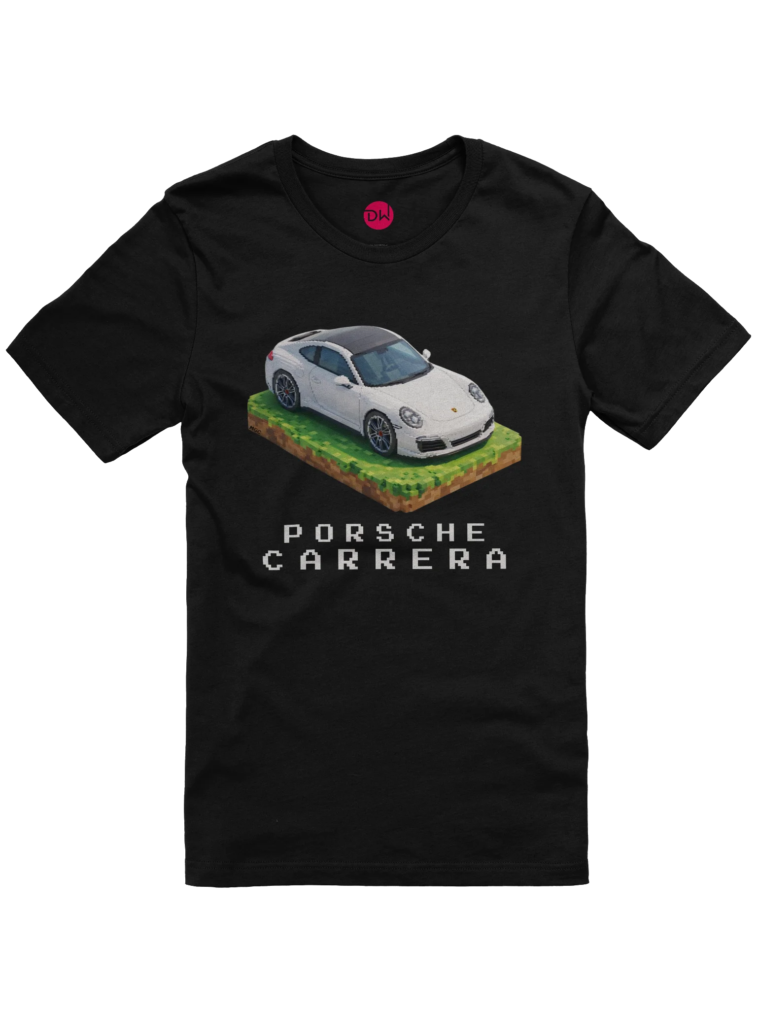 White Porsche 911 Carrera Shirt (Pixel, Retro, Minecraft) product image (1)