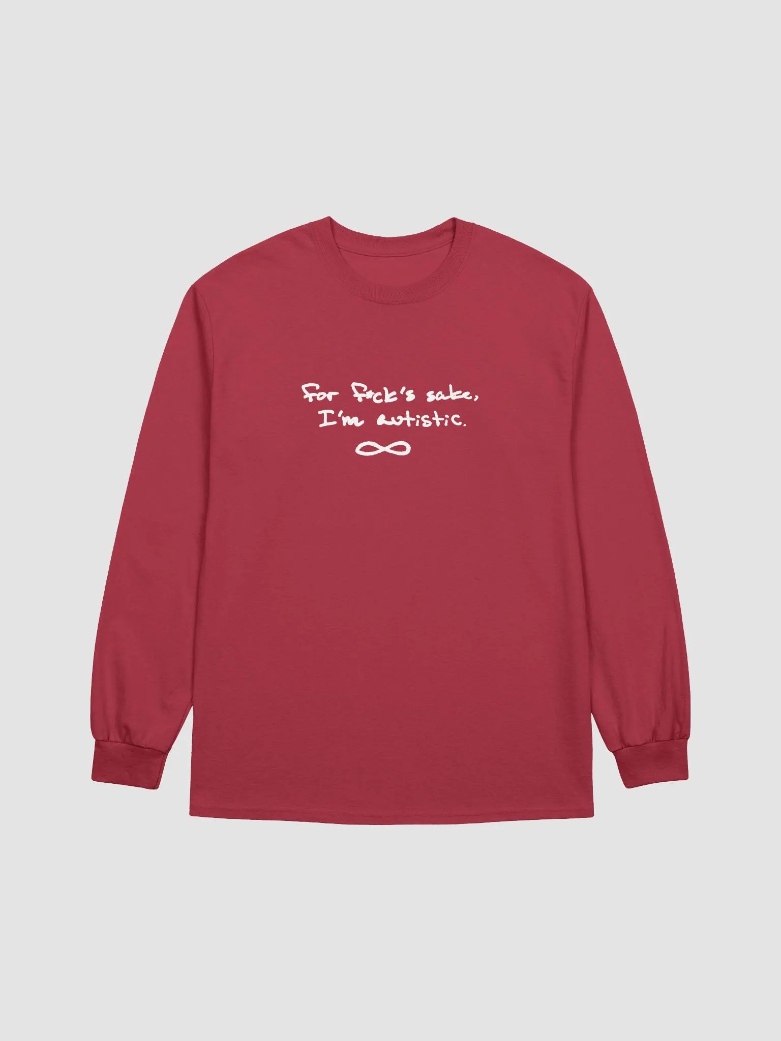 FFS, I'm autistic. (white design) printed cotton long sleeve product image (2)